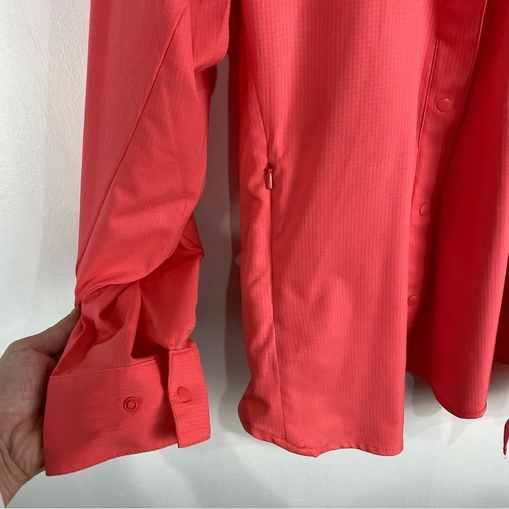 Columbia: PFG‎ Outdoor Full Snap Up Down Windbreaker Jacket Coral Size Large